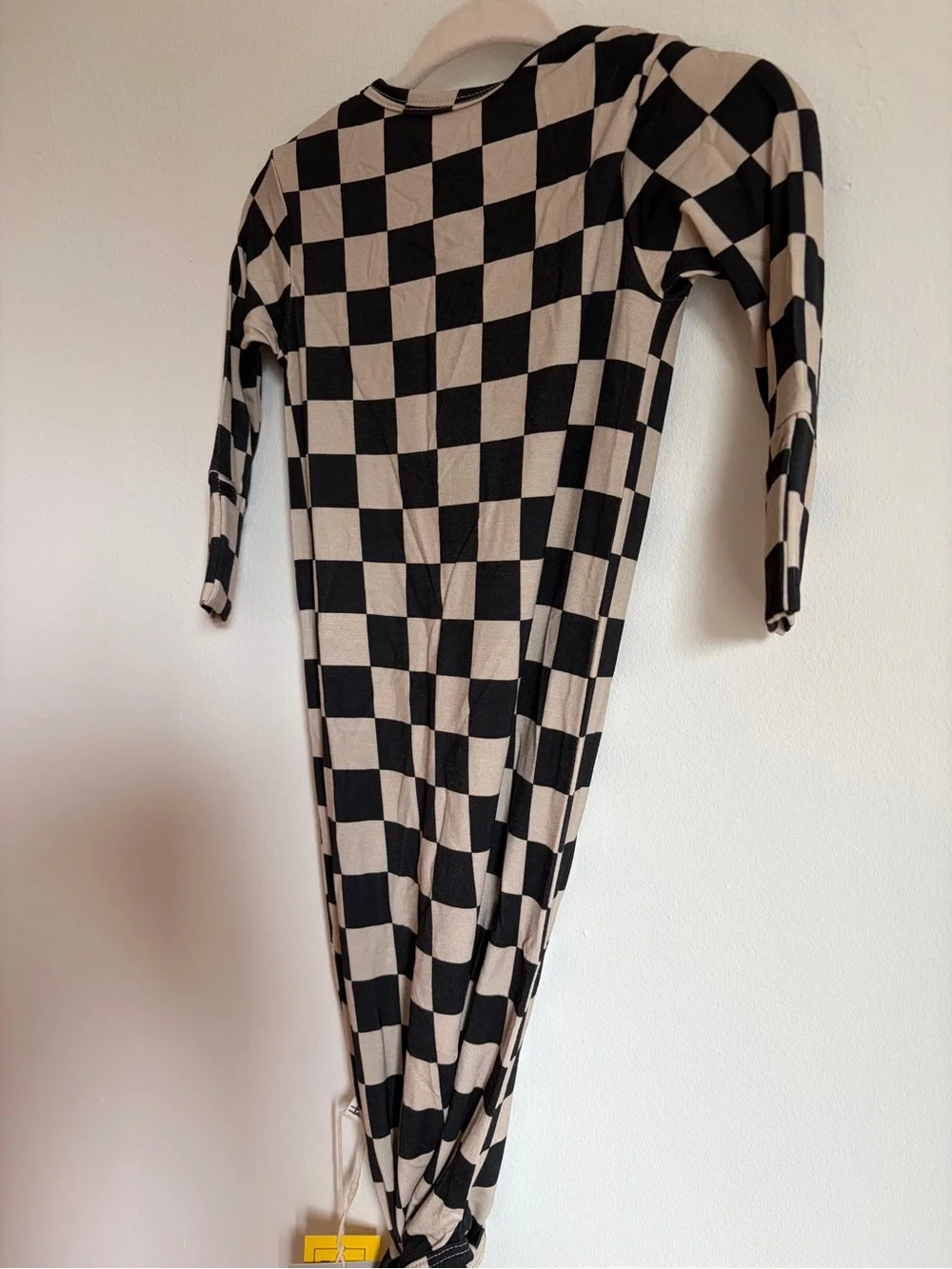 Forever French Black and Cream Checker baby knit onesie